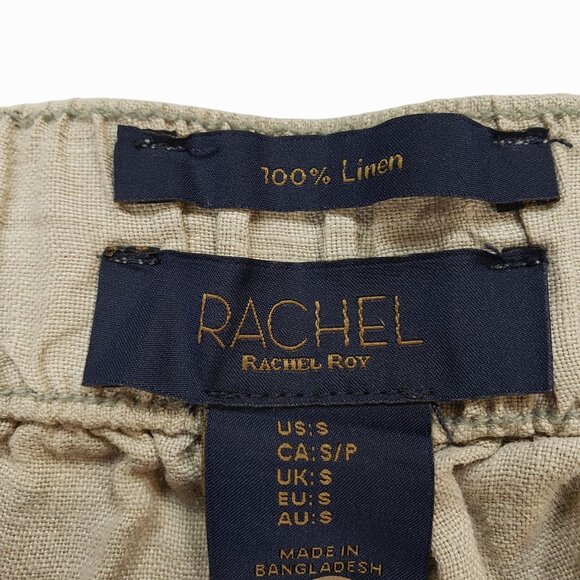 Rachel Roy Linen Cargo Pants Small Lagenlook Cropped Capri Women's Beige - Picture 5 of 8